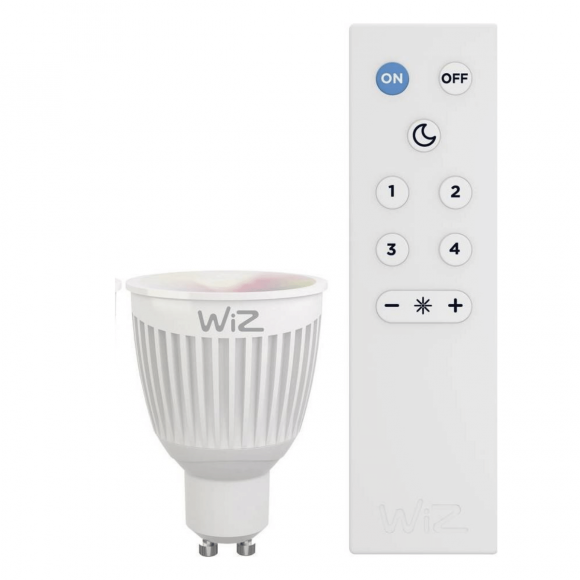Trio 956-88 inteligentní LED žárovka 1x6,5W | GU10 | 360lm | 2200-6500K | RGBW - stmívatelná, nastavení teploty osvětlení, technologie WiZ, dálkové ovládání, paměťová funkce, bílá
