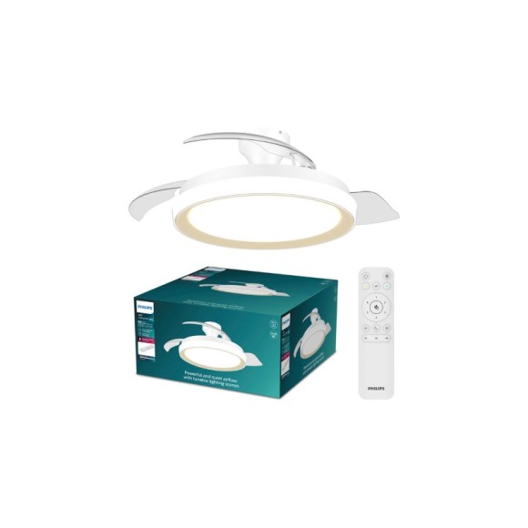 Philips 8721103096067 LED ventilátor s osvětlením Bliss  | 35W integrovaný LED zdroj | 4500lm | 2700-6500K | stmívač | dálkové ovládání | zlatá