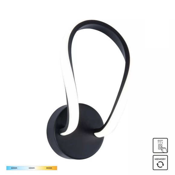 Zuma Line 19600W-BK LED nástěnné svítidlo ERDA | 8W integrovaný LED zdroj | 3000/4000/6000K