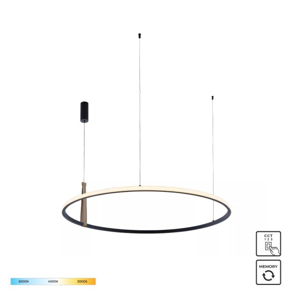 Zuma Line 22808-WOOD LED závěsné stropní svítidlo WOOD CLAUD | 42W integrovaný LED zdroj | 3000/4000/6000K