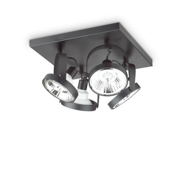 Ideal Lux 229645 přisazené stropní bodové svítidlo Glim 4x50W | GU10 | IP20 - nastavitelné, černá