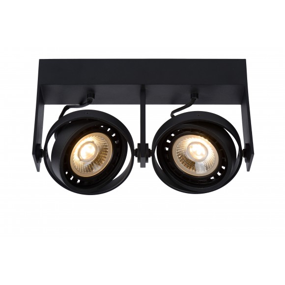 Lucide 22969/24/30 stropní bodové svítidlo Griffon 2x12W | LED GU10 | 2x820lm | 2200K/3000K - žárovka je součástí balení, černá, nastavitelné, stmívatelné, CCT