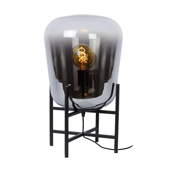 Lucide 25502/32/65 GLORIO dekorativní stolní svítidlo V550mm | E27 - černá, kouřové sklo