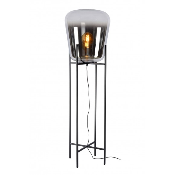 Lucide 25702/45/65 GLORIO dekorativní stojanové svítidlo V1550mm | 1xE27 - černá,kouřové sklo