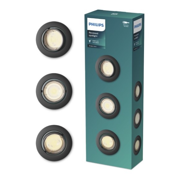 Philips 8720169376083 sada zápustných svítidel Peridot GU10 | černá