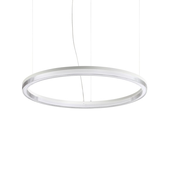Ideal lux 339146 LED závěsné stropní svítidlo CROWN  | 43W integrovaný LED zdroj | 3390lm | 3000K | na lanku | stahovací | bílá