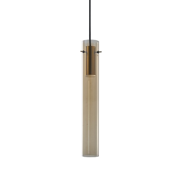 Ideal lux 353869 LED závěsné stropní svítidlo FLAM  | 10W integrovaný LED zdroj | 560lm | 3000K | na lanku | stahovací | hnědá