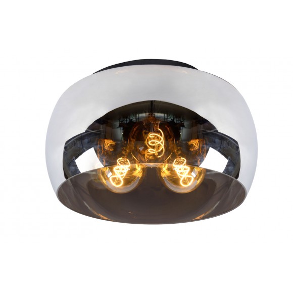 Lucide 45101/40/65 OLIVIA přisazené stropní svítidlo D400mm | 3xE27 - černá, kouřové sklo
