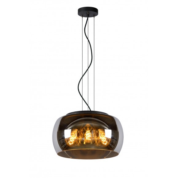 Lucide 45401/40/65 OLIVIA závěsné stropní svítidlo D400mm | 3xE27 - černá, kouřové sklo