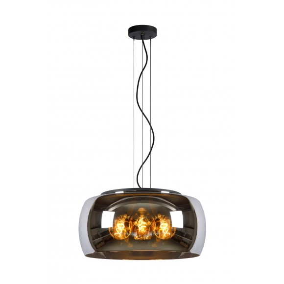 Lucide 45401/50/65 OLIVIA závěsné stropní svítidlo D400mm | 3xE27 - černá, kouřové sklo