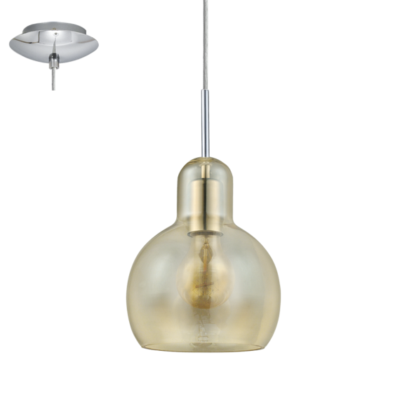 Eglo VINTAGE 49267 Závěsné svítidlo Brixham chrom, jantarově žluté sklo 1X60W