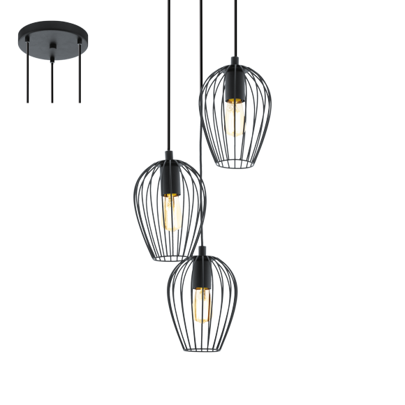 Eglo 49479 závěsné svítidlo Newtown 3x60W | E27 - černá