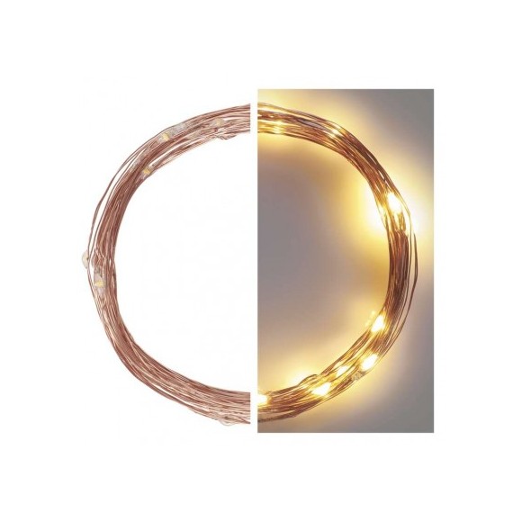 Emos D3AW01 vánoční nano řetěz 4m 40 LED | 2,4W | IP44 - teplá bílá, časovač, měděná