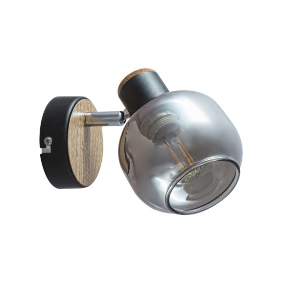 Rabalux 5397 nástěnné svítidlo Salazar 1x40W | E14 - černá, dub, kouřové sklo