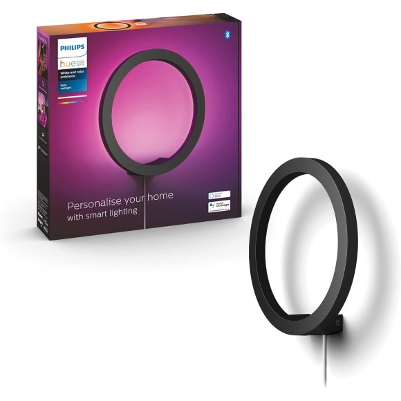 Philips Hue 8719514343382 LED nástěnné svítidlo Sana 1x20W | 1200-1400lm | 2000-6500K - White and Color Ambiance, stmívatelné, Bluetooth, černá