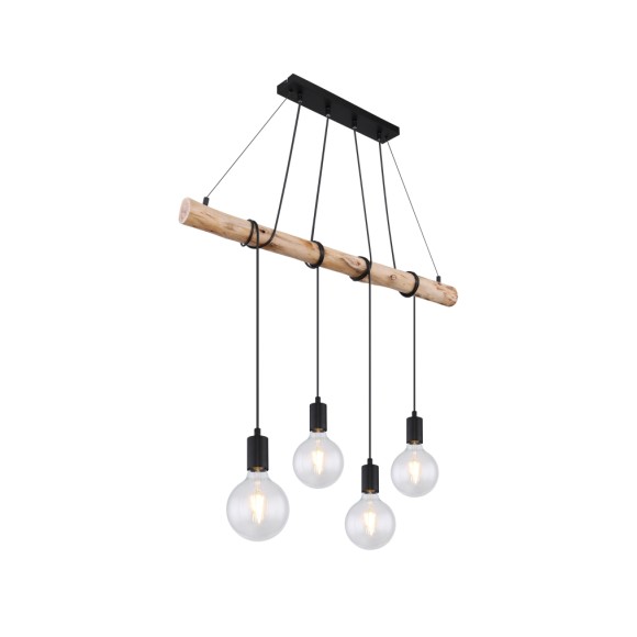 Globo 15439-4 závěsné stropní svítidlo Rex 4x60W | E27 - černá, přírodní