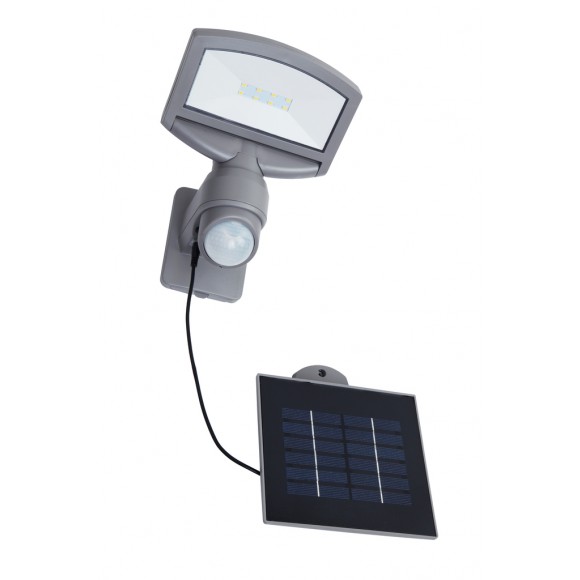 Lutec LT6901601000 LED solární nástěnné svítidlo Sunshine s pohybovým čidlem 1x2W | 360lm | 4000K | IP44 - šedá