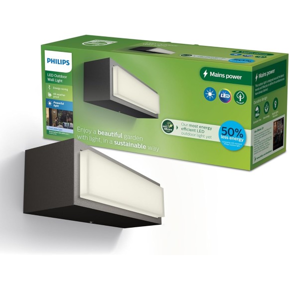 Philips 8720169257498 LED venkovní nástěnné svítidlo Stratosphere | 3,8W integrovaný LED zdroj | 800lm | 4000K