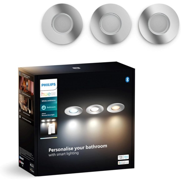 Philips HUE 8720169318014 LED zápustné svítidlo Adore | 3x4,2W GU10 | 2200-6500K