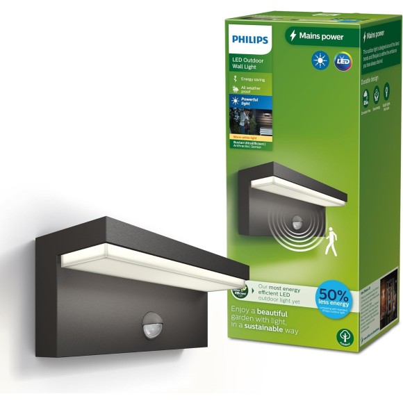 Philips 8720169257399 LED venkovní nástěnné svítidlo Bustan | 3,8W integrovaný LED zdroj | 800lm | 2700K