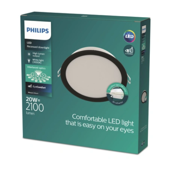 Philips 8721103131379 LED zápustné svítidlo MESON | 20W integrovaný LED zdroj | 1400lm | 3000K | černá