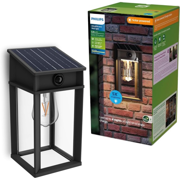 Philips 8720169361829 LED solární venkovní nástěnné svítidlo Geri  | 3,2W integrovaný LED zdroj | 500lm | 2700K