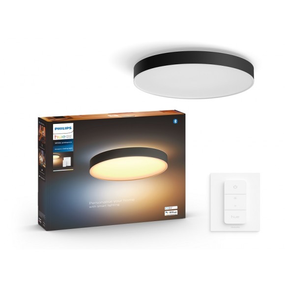 Philips Hue 41160/30/P6 LED stropní svítidlo Enrave L + Hue Switch 1x33,5W | 4300lm | 2200-6500K - stmívatelné, Bluetooth, White Ambiance, černá