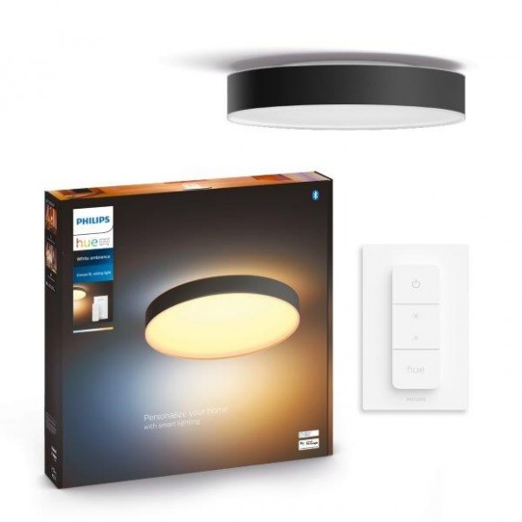 Philips Hue 41161/30/P6 LED stropní svítidlo Enrave XL + Hue Switch 1x48W | 6100lm | 2200-6500K - stmívatelné, Bluetooth, White Ambiance, černá