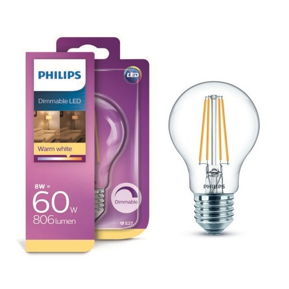 Philips 8718696709061 LED žárovka Classic 1x8W|E27|2700K