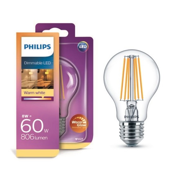 Philips 8718696709320 LED žárovka Classic 1x8W|E27|2200-2700K