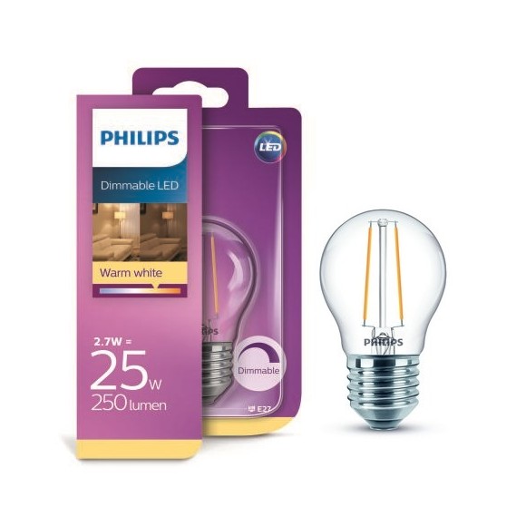 Philips LED Classic 2,7W / 25W E27 WW CL P45 D kapka