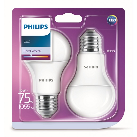Philips 8718696813751 LED žárovka 1x10W|E27|4000K - double pack