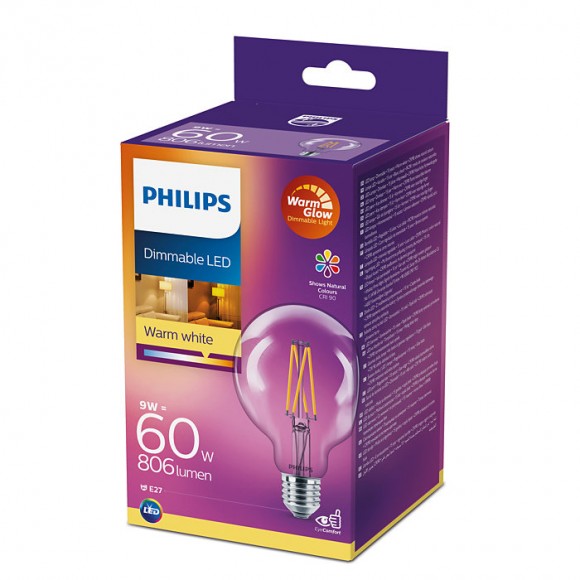 Philips 8718699645823 LED žárovka 1x7W | E27 | 2700K - tvar globe, stmívatelná, EYECOMFORT