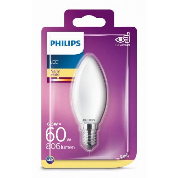 Philips 8718699648824 LED žárovka Classic 1x6,5W|E14|2700K  - EYECOMFORT