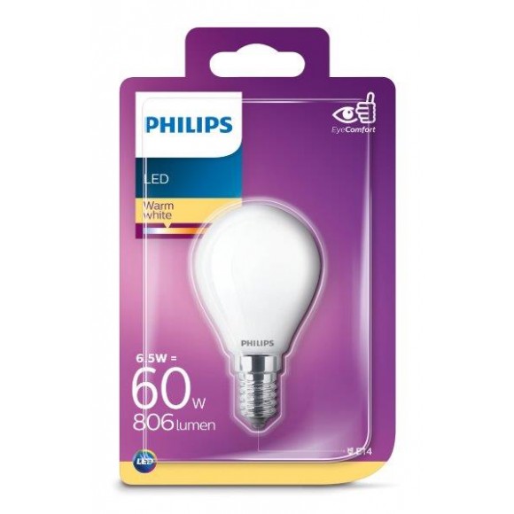 Philips 8718699648848 LED žárovka Classic 1x6,5W|E14|2700K  - EYECOMFORT