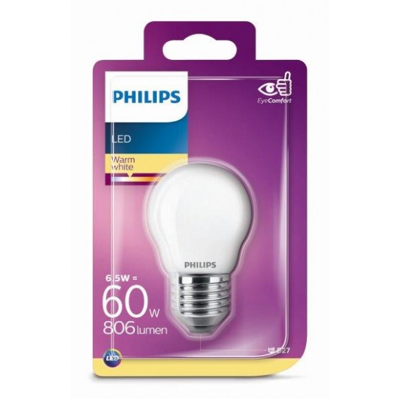Philips 8718699648862 LED žárovka Classic 1x6,5W|E27|2700K - EYECOMFORT