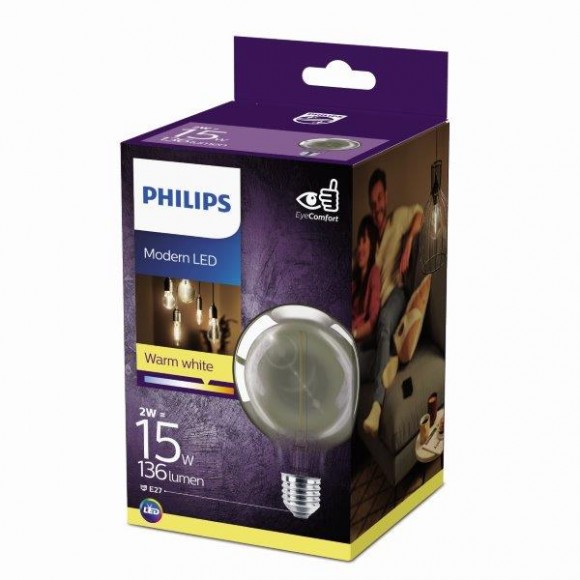 Philips 8718699657635 LED žárovka Modern 1x2W | E27 | 2700K - EYECOMFORT