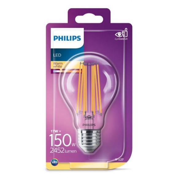 Philips 8718699657826 LED žárovka Classic 1x17W|E27|2700K - EYECOMFORT