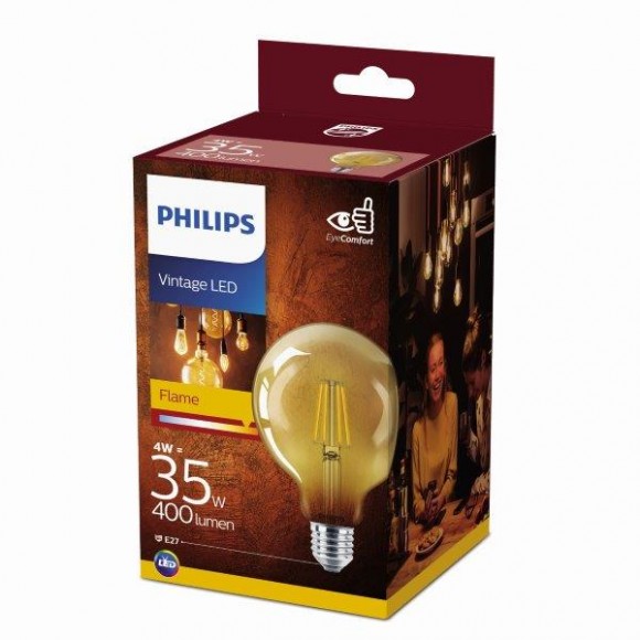 Philips 8718699673604 LED žárovka Classic Vintage 1x4W | E27 | 400lm | 2500K - EYECOMFORT