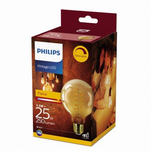 Philips 8718699676070 LED žárovka Classic Vintage 1x5,5W | E27 | 250lm | 2000K - stmívatelná, EYECOMFORT