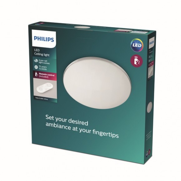 Philips 8718699750619 LED stropní svítidlo Toba 1x23W | 2800lm | 2700-6500K - dálkový ovladač, EyeComfort, bílá