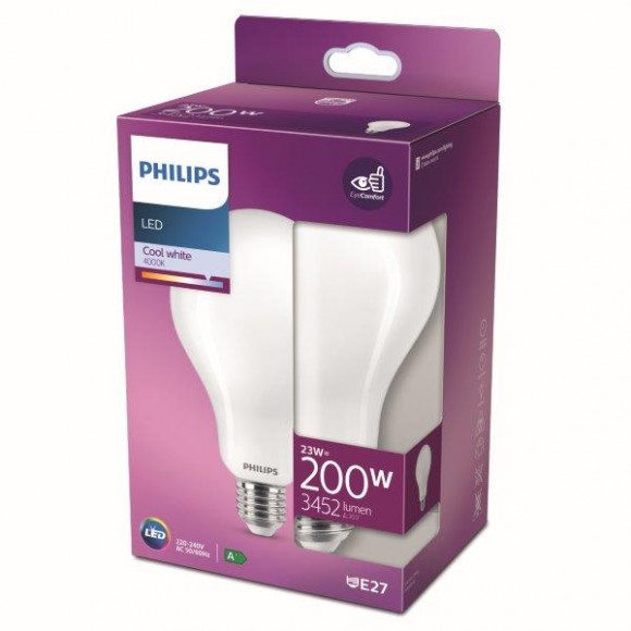 Philips 8718699764654 LED žárovka 1x23W | E27 | 3452lm | 4000K - studená bílá, matná bílá, EyeComfort