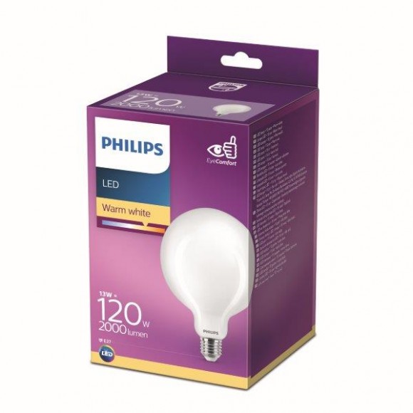 Philips 8718699764814 LED žárovka 1x13W | E27 | 2000lm | 2700K - teplá bílá, matná bílá, EyeComfort
