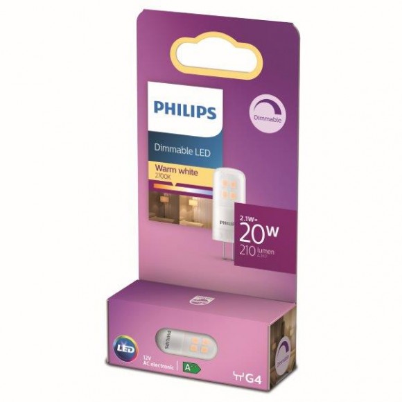 Philips 8718699767518 LED žárovka Kapsle 1x2,1W | G4 | 210lm | 2700K - teplá bílá, stmívatelná