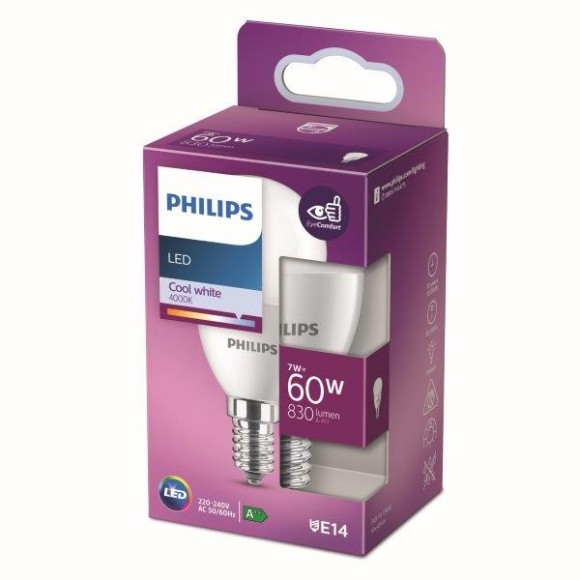 Philips 8718699771898 LED žárovka 1x1,7W | E14 | 830lm | 4000K - studená bílá, matná bílá, EyeComfort