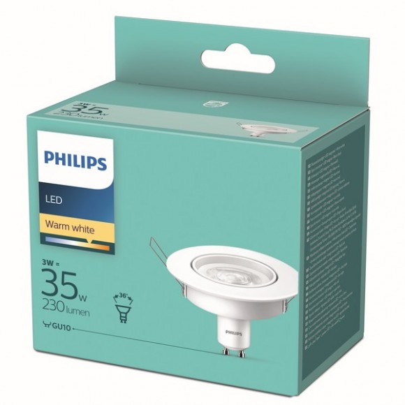 Philips 8718699777937 LED zápustné bodové svítidlo 1x3W | GU10 | 230lm | 2700K - bílá