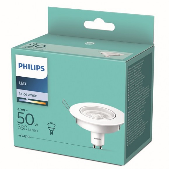 Philips 8718699777999 LED zápustné bodové svítidlo 1x4,7W | GU10 | 380lm | 4000K - bílá