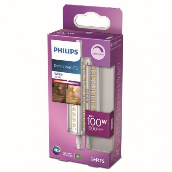Philips 8718699780371 LED žárovka 1x14W | R7S | 1600lm | 3000K - bílá, stmívatelné