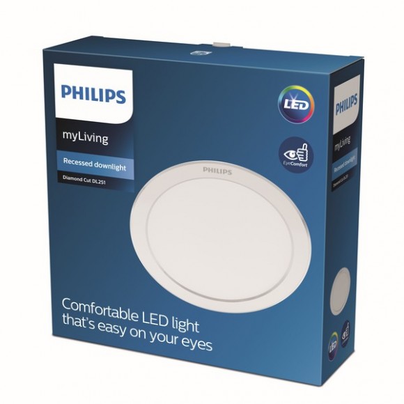 Philips 8719514250185 LED zápustné bodové svítidlo Diamond cut 1x17W | 1600lm | 4000K - EyeComfort, bílá