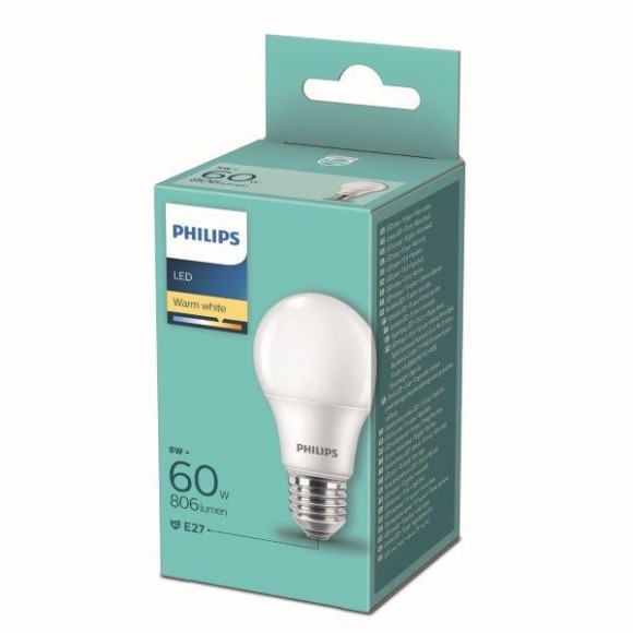 Philips 8719514257566 LED žárovka 1x8W-60W | E27 | 806lm | 2700K - bílá